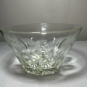 Vintage Large Heavy Crystal Etched Bowl by Princess House Full Lead Crystal